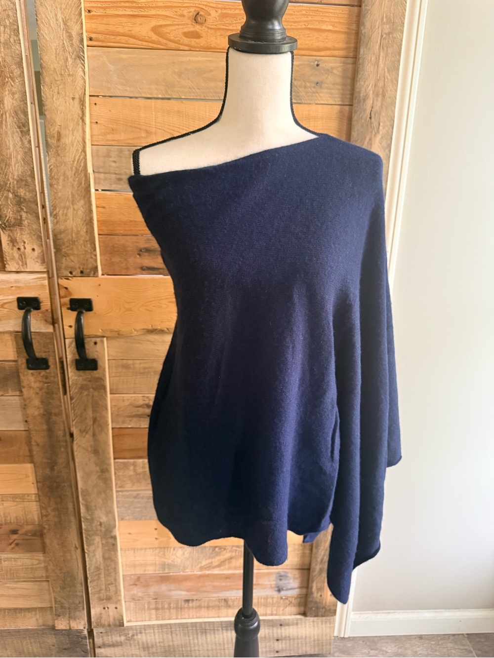 J. Crew Cashmere Navy Off-the-Shoulder Lightweight Sweater